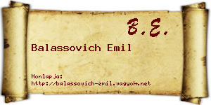 Balassovich Emil névjegykártya